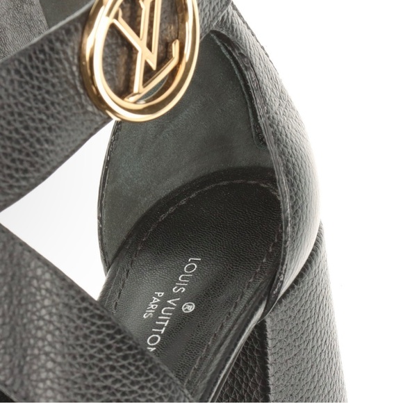 Authentic Louis Vuitton Calfskin Horizon Black Heel Sandals 36/ US6 - Picture 8 of 16